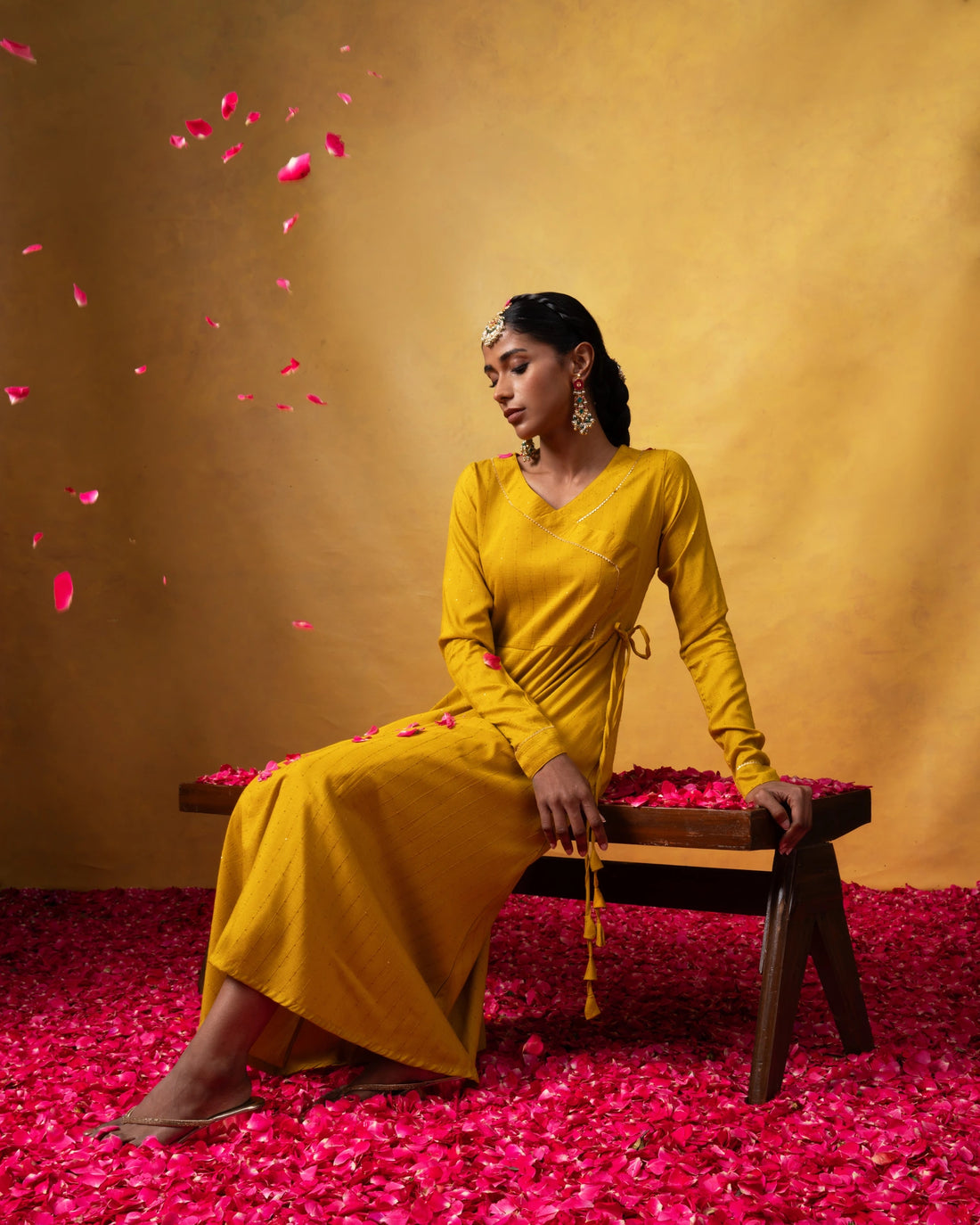 Adhirai Mustard Long Suit Set