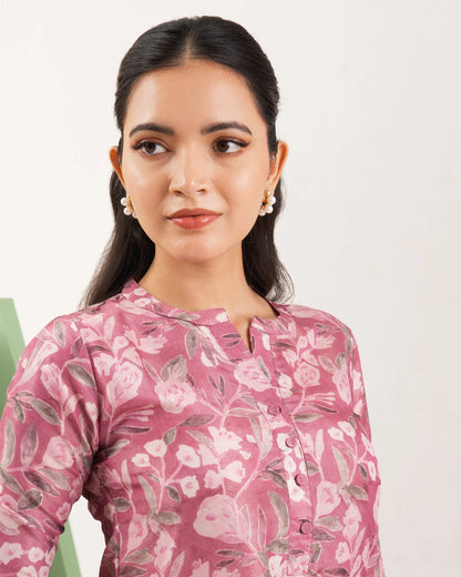 Gulabi Pastel Pink Floral Printed Co-Ord Set