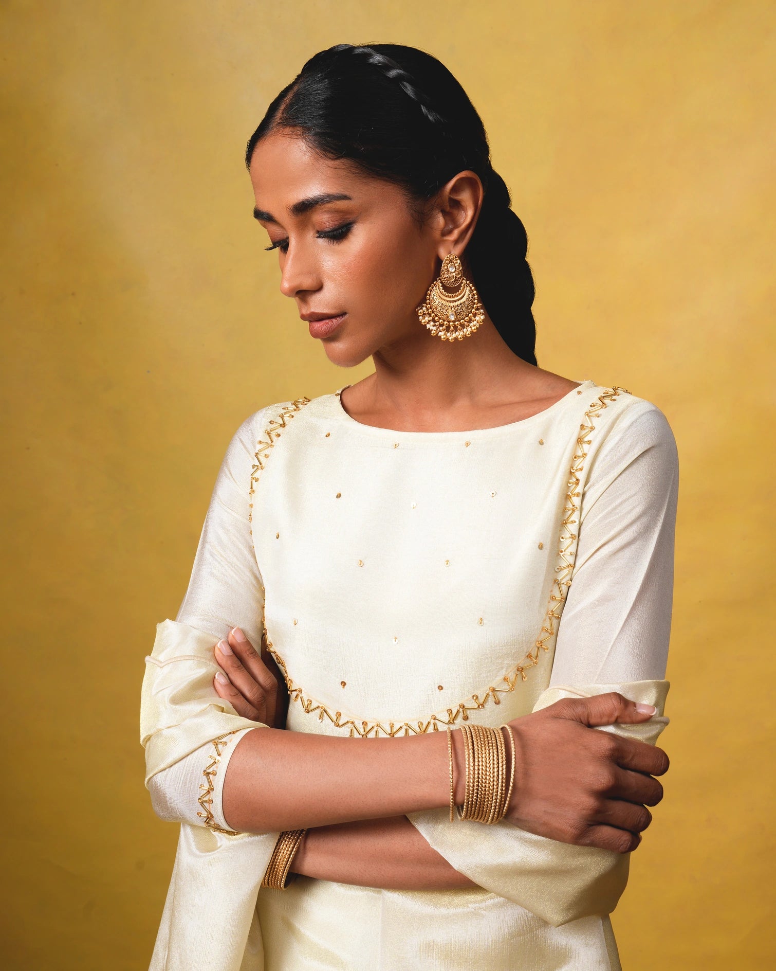 Amaya White Ethereal Suit set with Hand embroidery