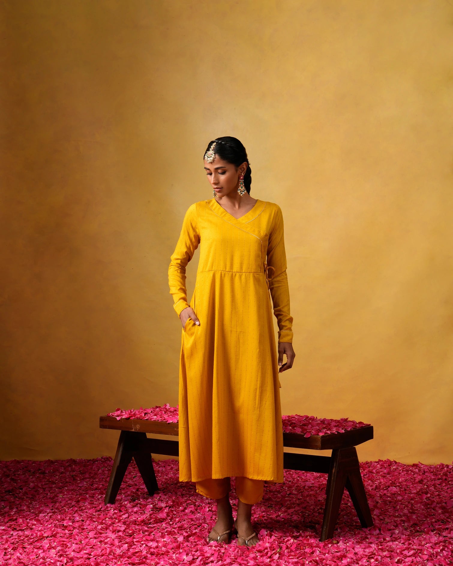 Adhirai Mustard Long Suit Set