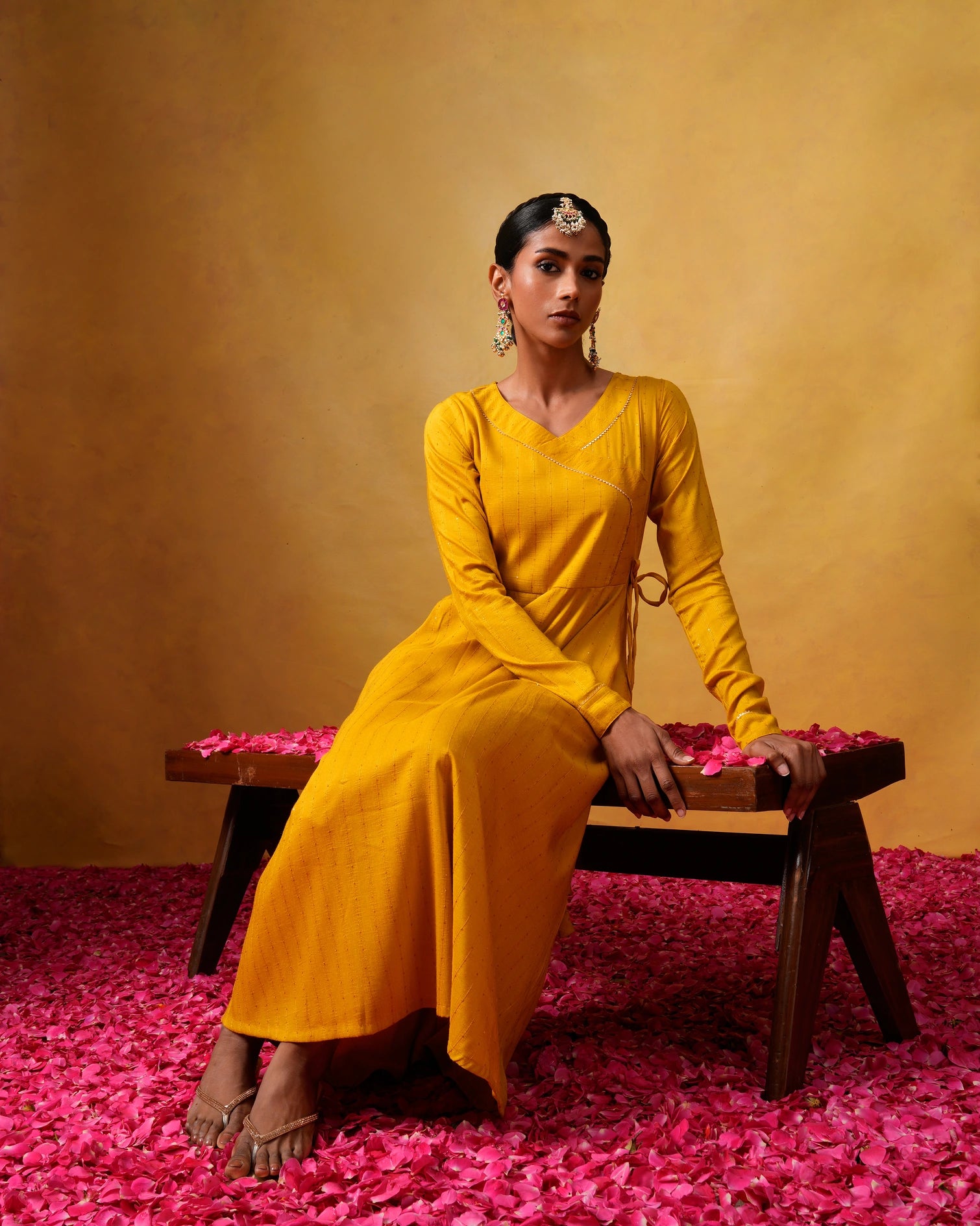 Adhirai Mustard Long Suit Set