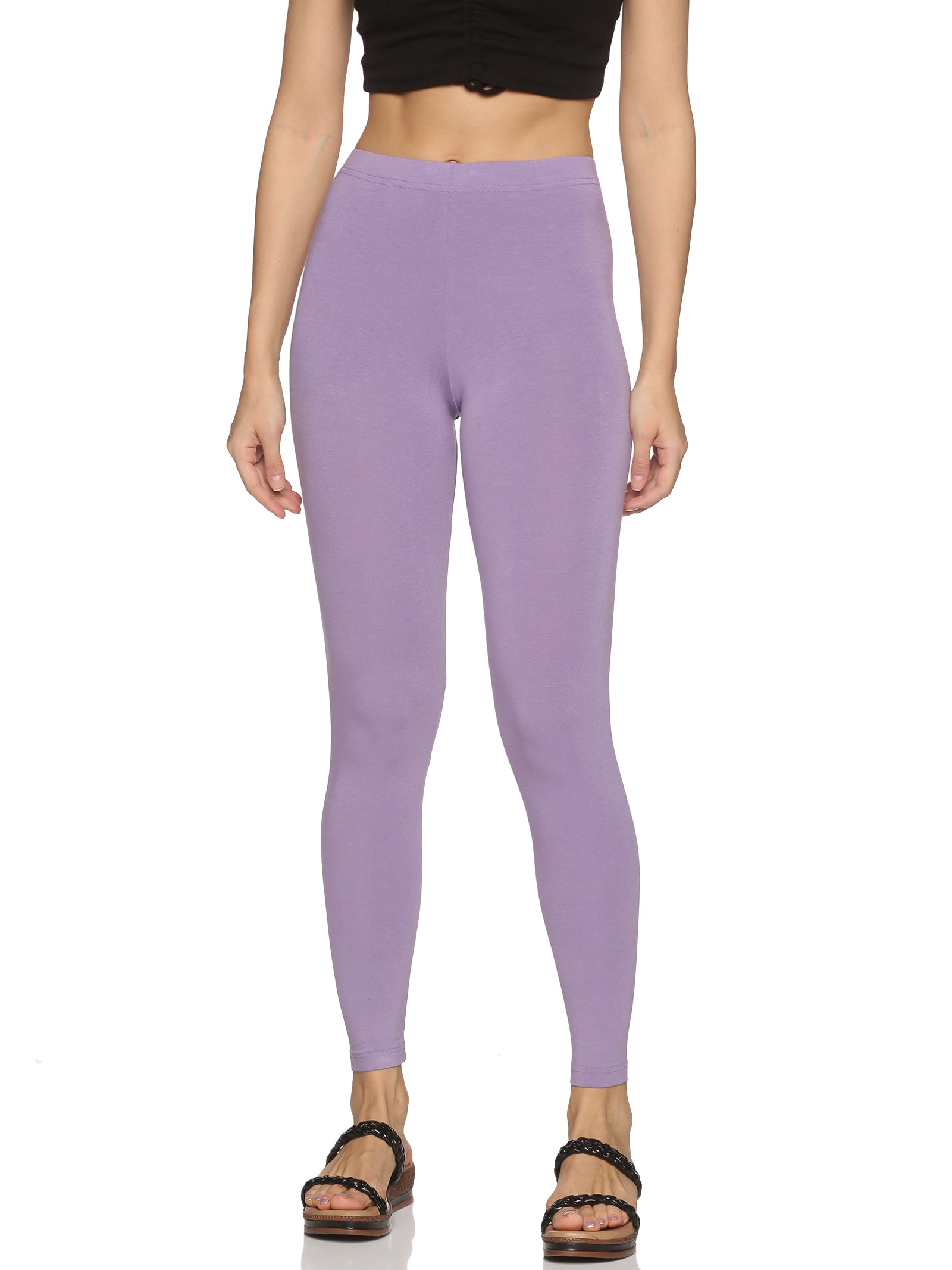 Dollar Women's Missy Pack of 2 Light Onion and Brinjal Color Combo Pack  Churidar Leggings