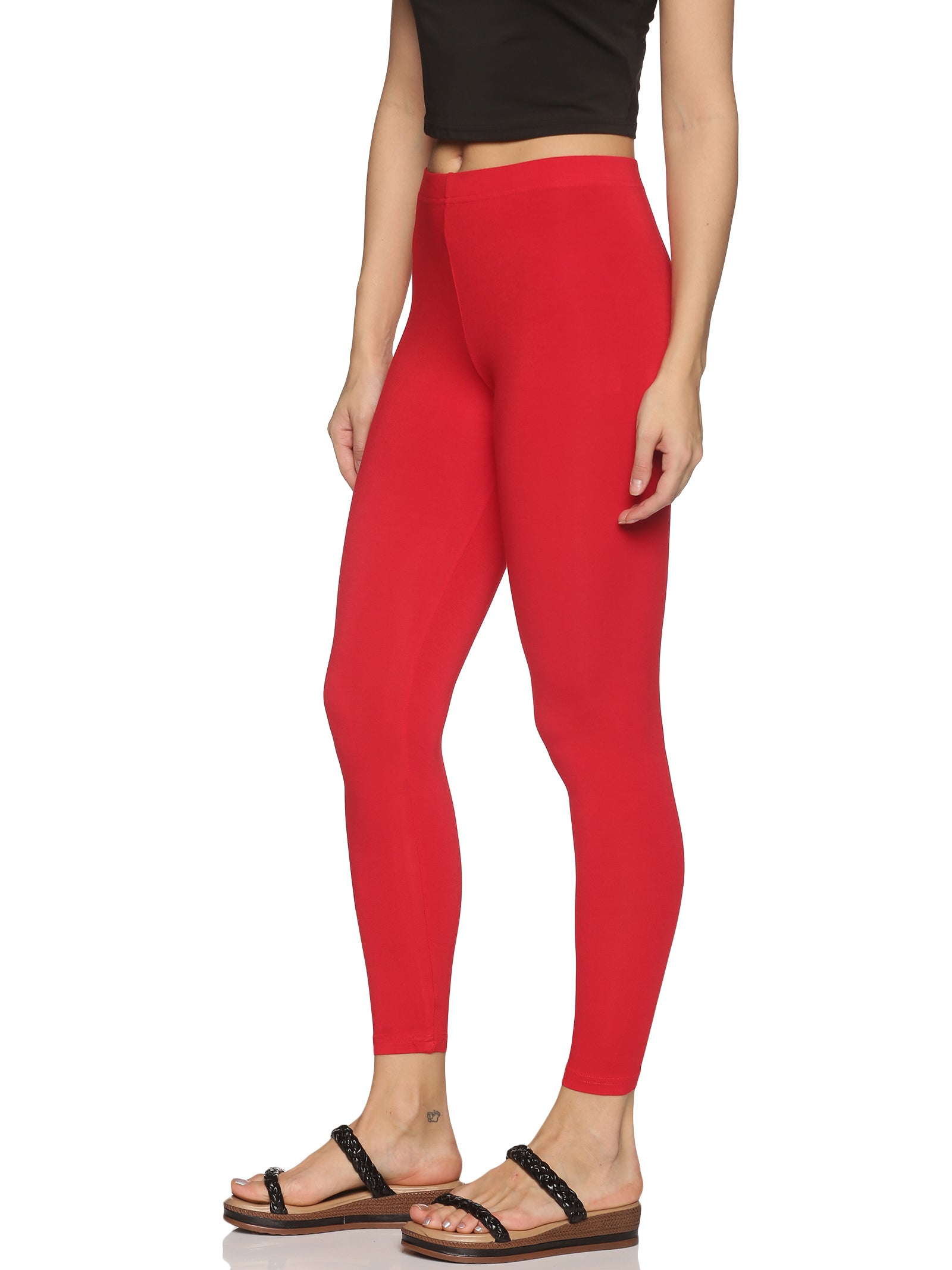 Buy De Moza Women Red Solid Cotton Ankle Length Leggings - XL Online at  Best Prices in India - JioMart.
